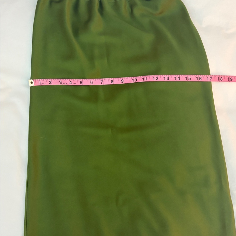 Olive Green Silk Women's Midi Skirt - Picture 2 of 6